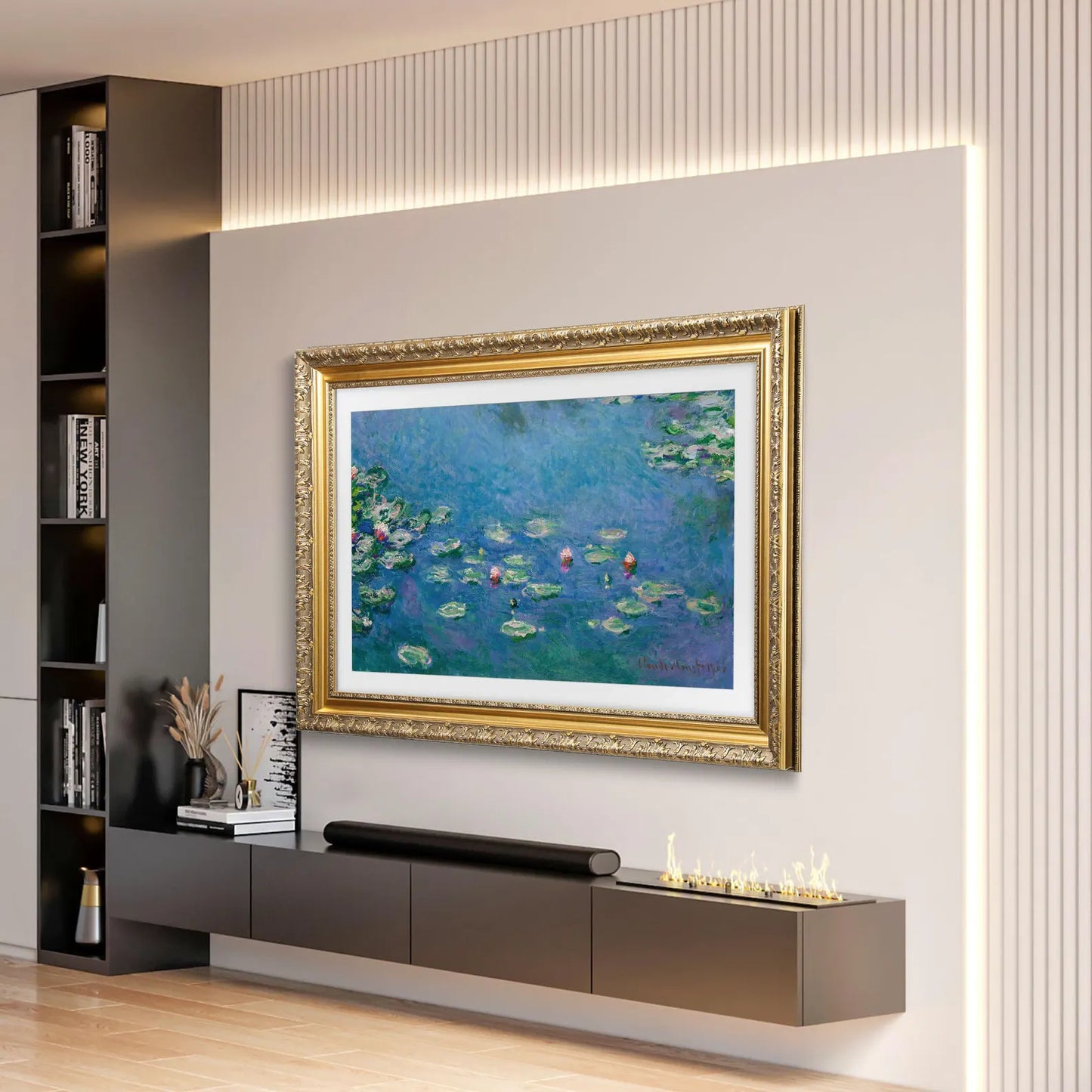 Rustic Gold Bezel TV Frame, Customizable Decorative Frame for Smart TVs, Compatible with All TV Brands, Gold Gilded Modern Bezel Frame for The Frame TV, Elegant Living Room Wall Decor