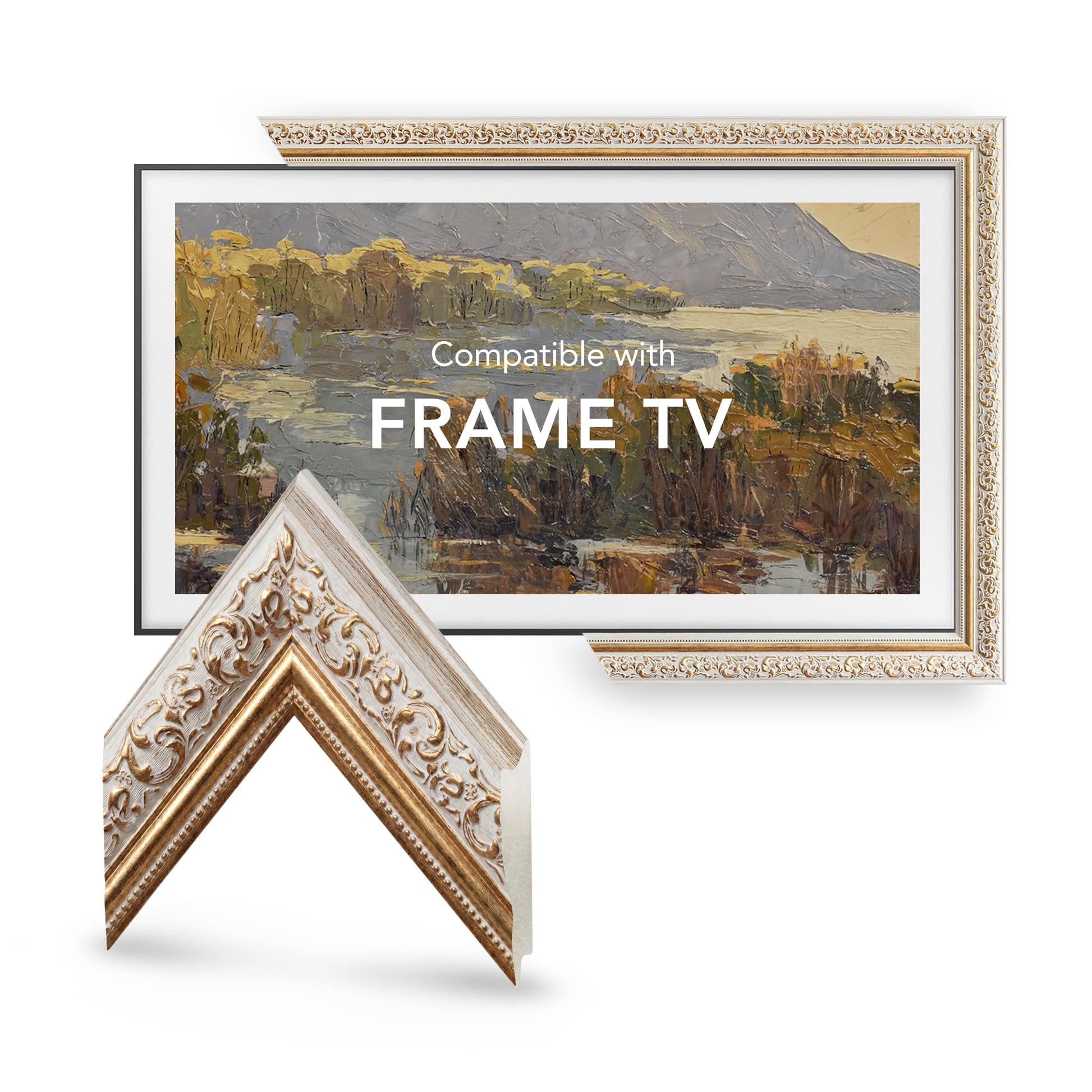 Rome White Gold Tv Frame