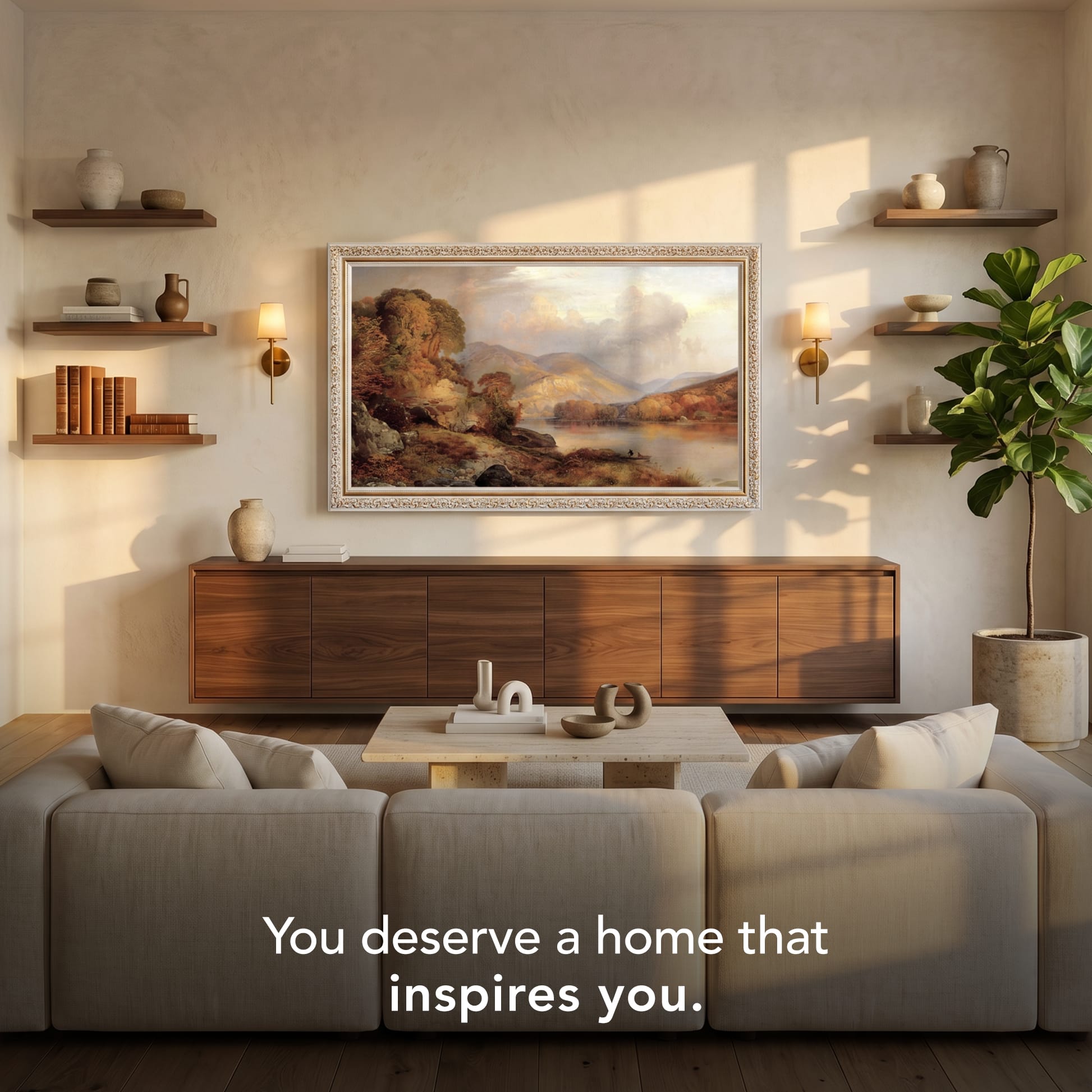 Rome White Gold Tv Frame
