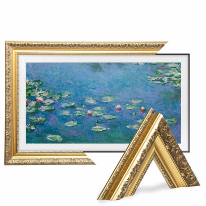Rustic Gold Bezel TV Frame, Customizable Decorative Frame for Smart TVs, Compatible with All TV Brands, Gold Gilded Modern Bezel Frame for The Frame TV, Elegant Living Room Wall Decor