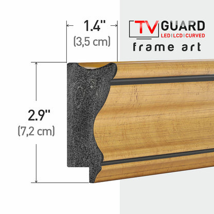 Gold TV Frame Bezel, Customizable Wooden TV Frame Compatible with All TV Brands, Decorative Bezel Frame for The Frame TV, Modern Walnut Finish Television Frame for Living Room Wall Decor